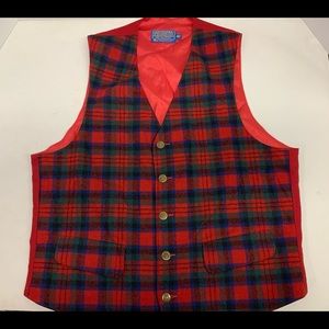Vtg Pendleton Hunting MacDuff Modern Tartan USA Wool Plaid Waist Coat Vest Sz 40